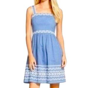 Jessica Simpson Embroidered  Blue Chambray Summer Cottegecore Sundress size 4